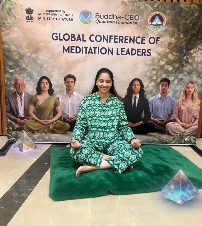 Simraen Kour in meditation at the Global Conference of Meditation Leaders